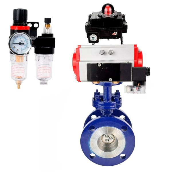 Water Butterfly Valve Elephant WBV3EX-3431M-1W-F-ISO, body material - Carbon steel, disk material - Stainless steel AISI 304, seal - Metal, pneumatic actuator PA-DA double action, 4M310-08 24V, BKV APL-410N EX BPV AFC2000