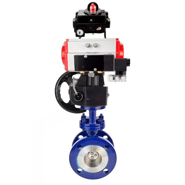 Water Butterfly Valve Elephant WBV3EX-3431M-1W-F-ISO, body material - Carbon steel, disk material - Stainless steel AISI 304, seal - Metal, pneumatic actuator PA-DA double action, 4M310-08 220V, BKV APL-410N EX, handwheel MON