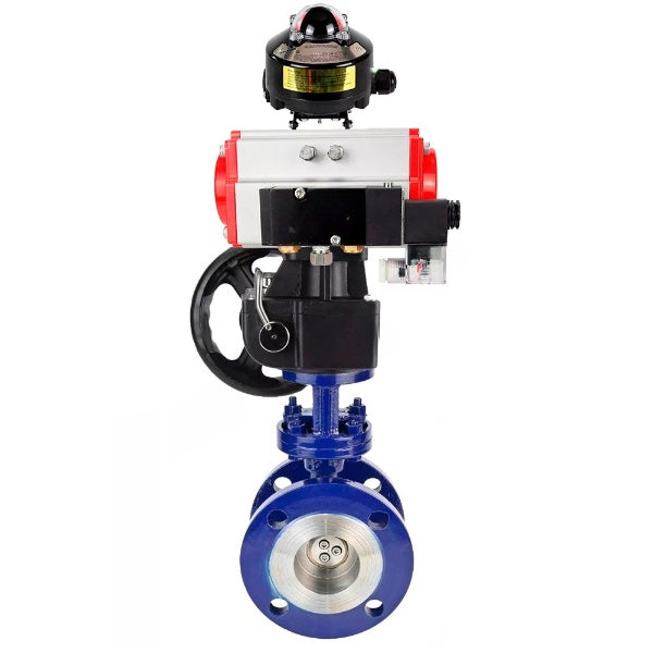 Water Butterfly Valve Elephant WBV3EX-3431M-1W-F-ISO, body material - Carbon steel, disk material - Stainless steel AISI 304, seal - Metal, pneumatic actuator PA-DA double action, 4M310-08 220V, BKV APL-510N EX, handwheel MON,