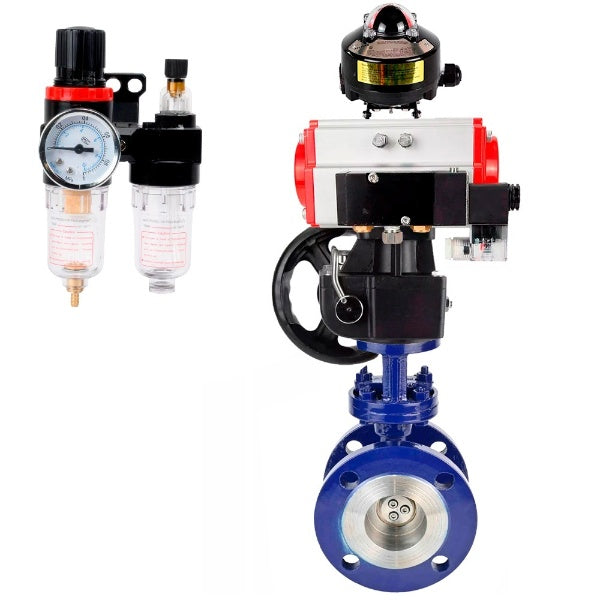 Water Butterfly Valve Elephant WBV3EX-3432M-1W-F-ISO, body material - Carbon steel, disk material - Stainless steel AISI 316, seal - Metal, pneumatic actuator PA-DA double action, 4M310-08 24V, LSU APL-510N EX, handwheel MON, ATU AFC2000