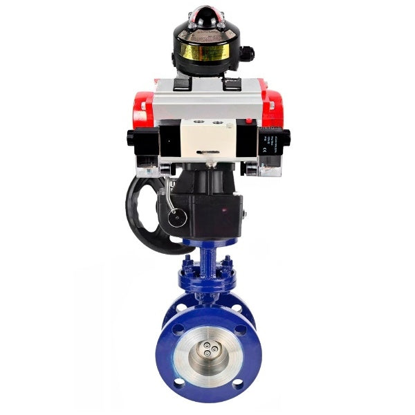 Water Butterfly Valve Elephant WBV3EX-3432M-1W-F-ISO, body material - Carbon steel, disk material - Stainless steel AISI 316, seal - Metal, pneumatic actuator PA-DA double action, 4V320-08 220V, BKV APL-510N EX, handwheel MON