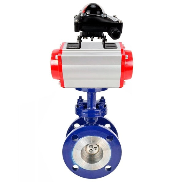 Water Butterfly Valve Elephant WBV3EX-3431M-1W-F-ISO, body material - Carbon steel, disk material - Stainless steel AISI 304, seal - Metal, pneumatic actuator PA-DA double action, BKV APL-210N