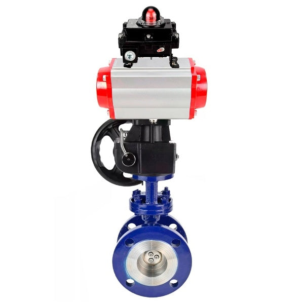 Water Butterfly Valve Elephant WBV3EX-3432M-1W-F-ISO, body material - Carbon steel, disk material - Stainless steel AISI 316, seal - Metal, pneumatic actuator PA-DA double action, BKV APL-410N EX, handwheel MON