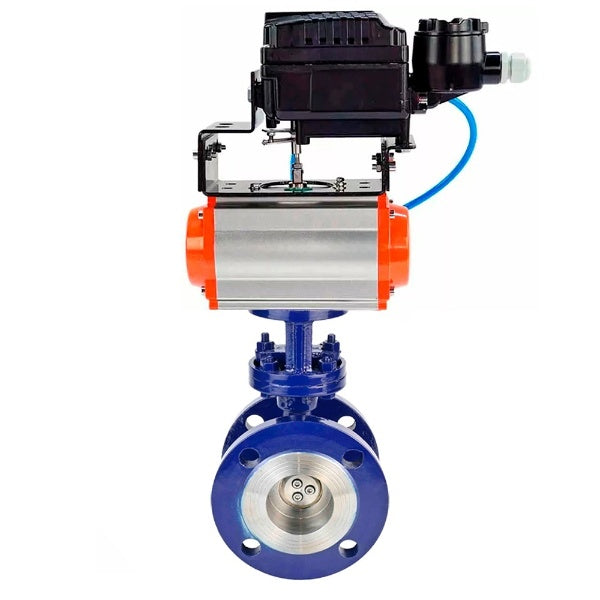 Water Butterfly Valve Elephant WBV3EX-3432M-1W-F-ISO, body material - Carbon steel, disk material - Stainless steel AISI 316, seal - Metal, pneumatic actuator , PA-SA with return springs, positioner YT-1000RSN without feedback