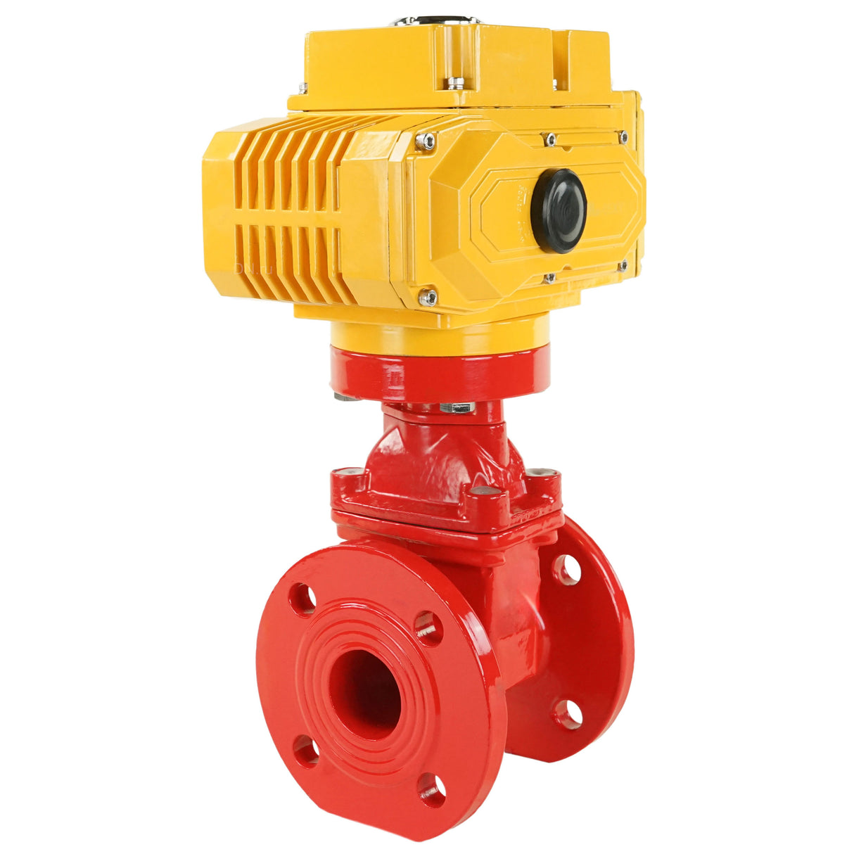 Wedge gate valve red Elephant-GGG50-EPDM-F4-RED 16 bar class 150 T=230-248°F flange connection, with rubber lined wedge EPDM, electric actuator Elephant MT-380, 380V