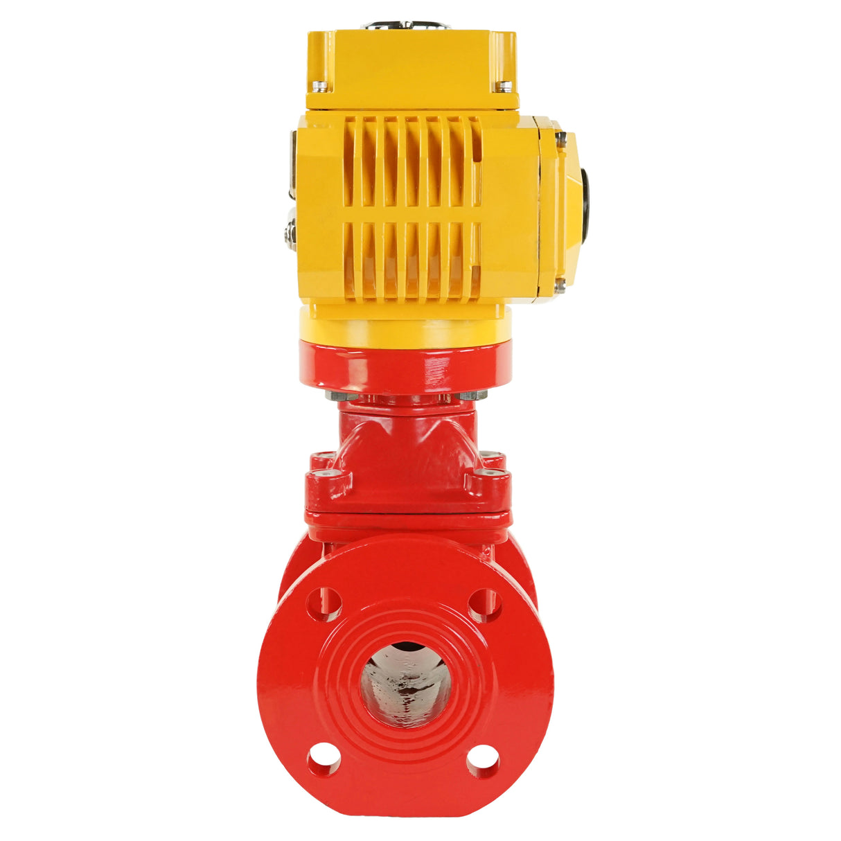 Wedge gate valve red Elephant-GGG50-EPDM-F4-RED 16 bar class 150 T=230-248°F flange connection, with rubber lined wedge EPDM, electric actuator Elephant MT-380, 380V