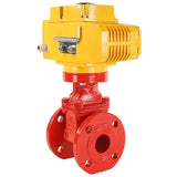 Wedge gate valve red Elephant-GGG50-EPDM-F4-RED 16 bar class 150 T=230-248°F flange connection, with rubber lined wedge EPDM, electric actuator Elephant MT-380, 380V