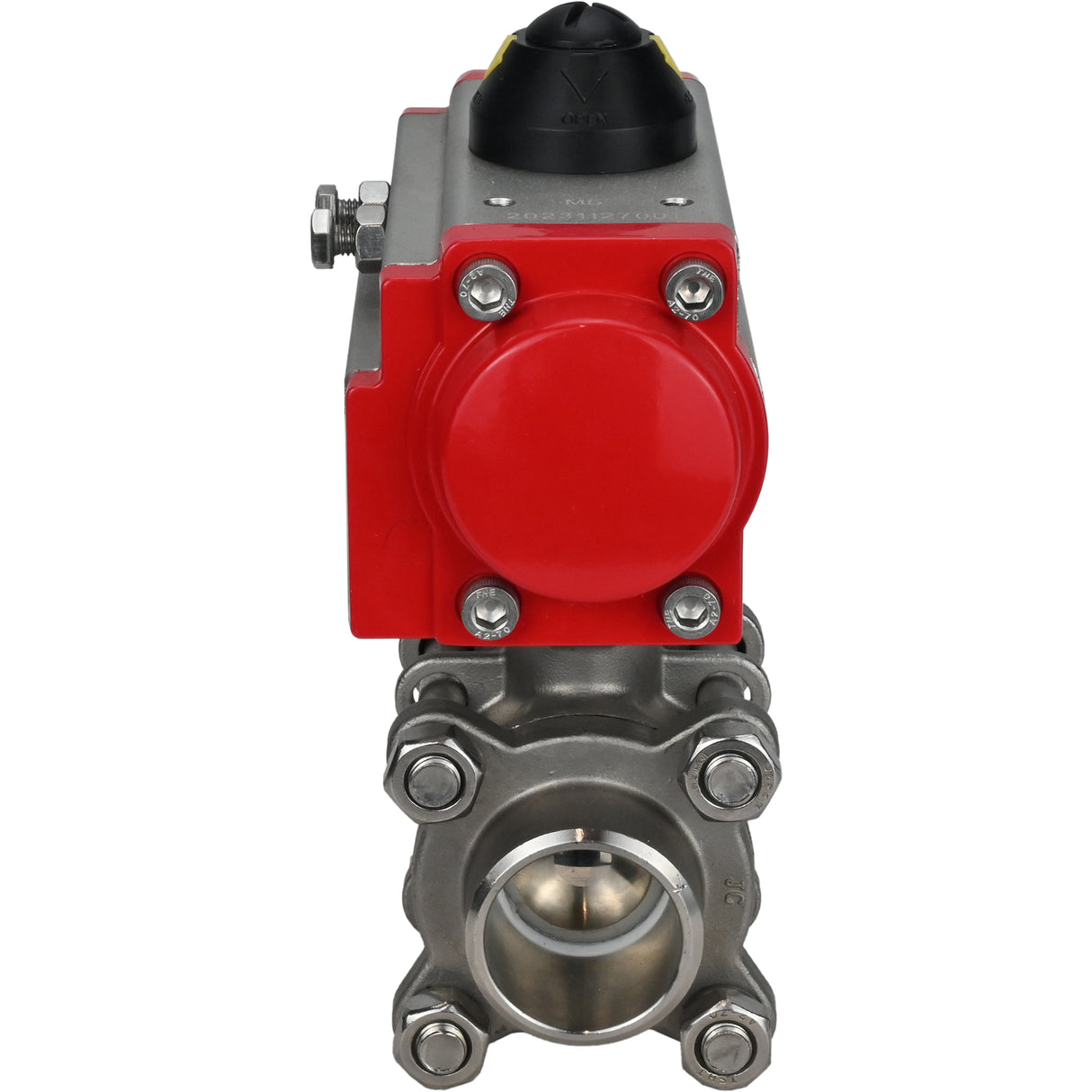 Stainless steel ball valve Elephant kshpp-316200-sa, body material - stainless steel AISI 316, ball material - stainless steel AISI 316, seal - PTFE, pneumatic actuator operated