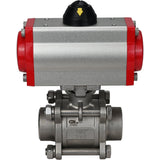 Stainless steel ball valve Elephant kshpp-316200-da, body material - stainless steel AISI 316, ball material - stainless steel AISI 316, seal - PTFE, pneumatic actuator operated