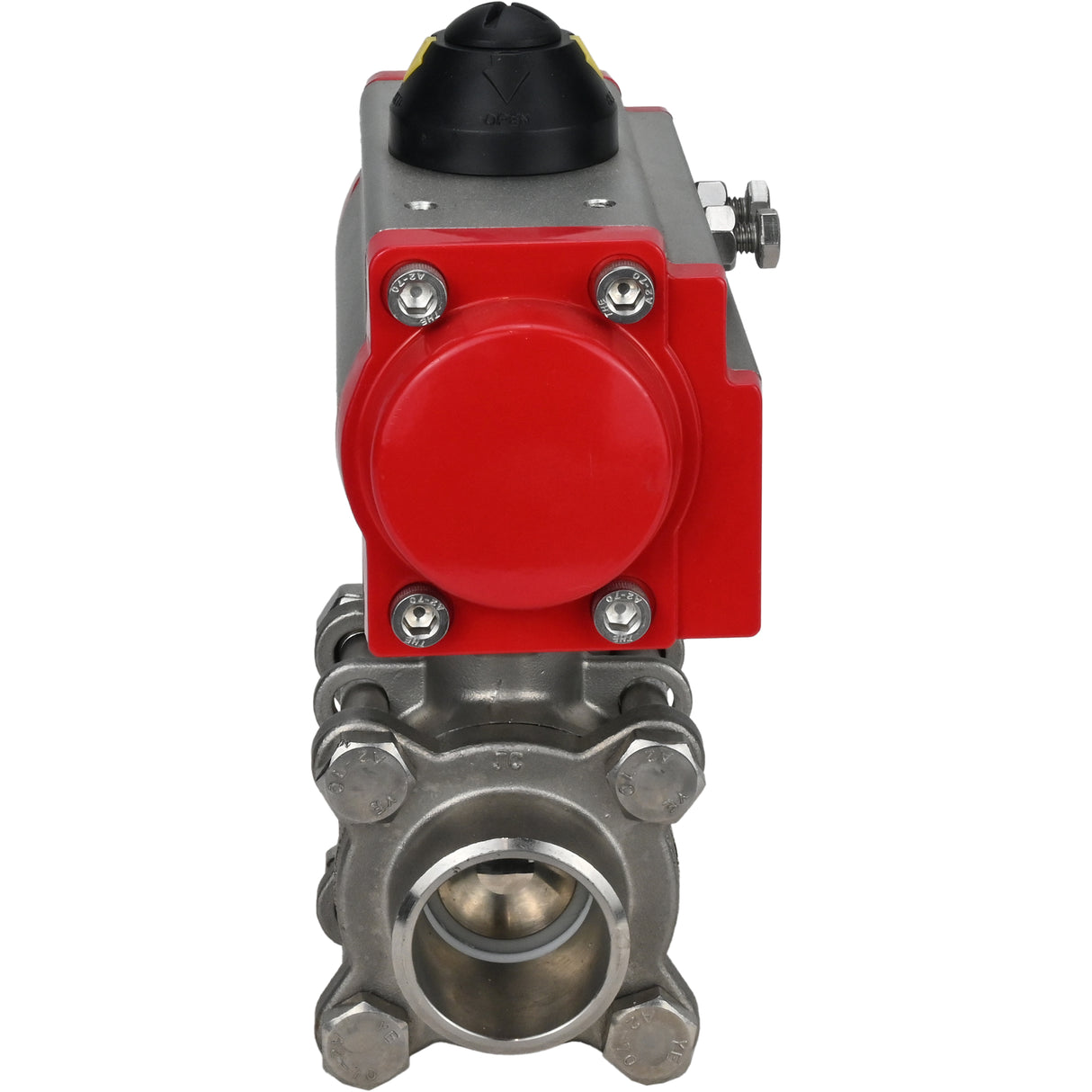 Stainless steel ball valve Elephant kshpp-316200-sa, body material - stainless steel AISI 316, ball material - stainless steel AISI 316, seal - PTFE, pneumatic actuator operated