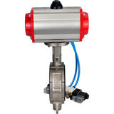 Water Butterfly Valve Elephant WBV3232V-2W-Fb-H, body material - stainless steel AISI 316L, disk material - stainless steel AISI 316L, seal - Viton, with pneumatic actuator with return springs PA-SA, 4V320-08 220V