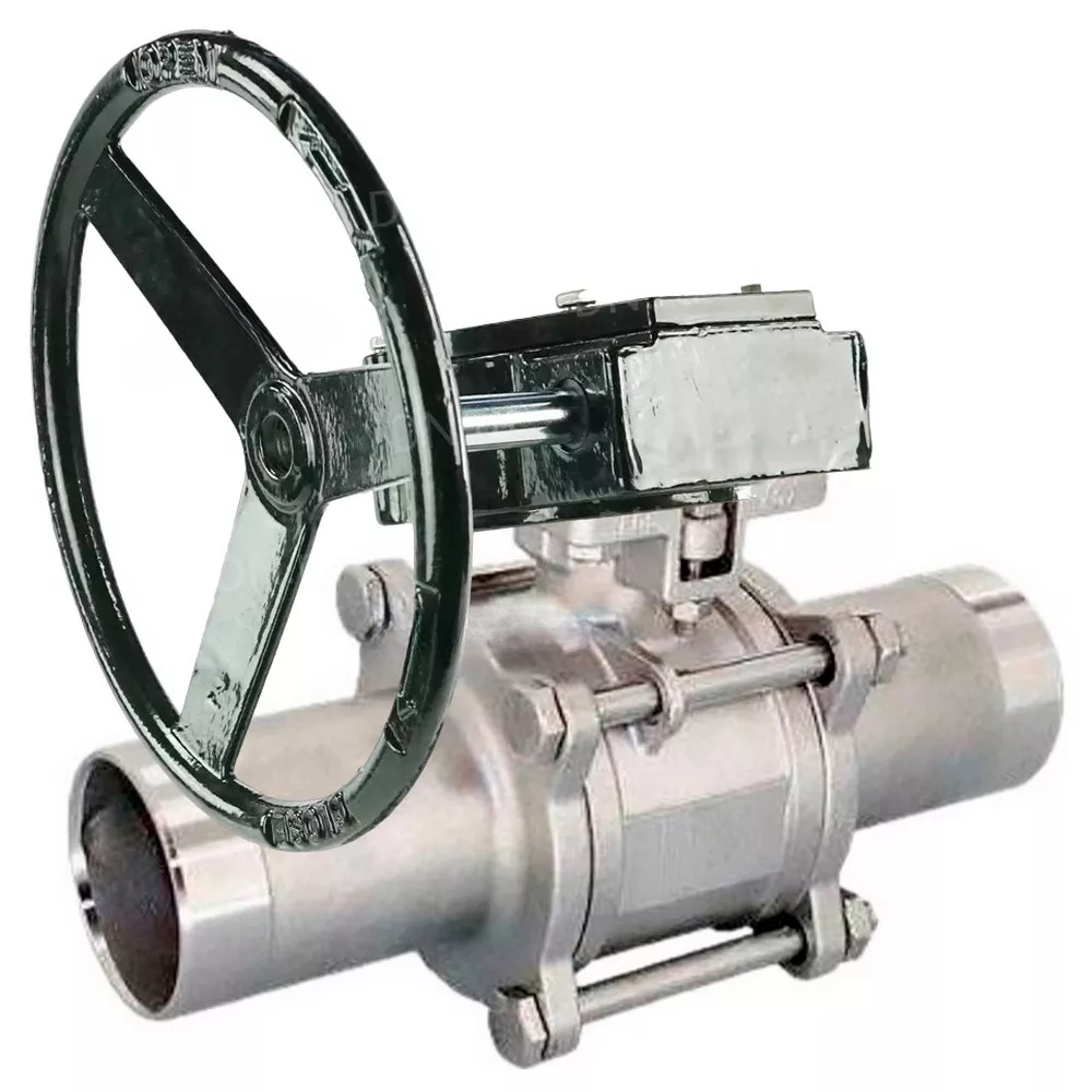 Ball valves Elephant BV3131P(3pc)-FP-W-ISO-H LONG full bore, body - stainless steel 304, welded, with quarter-turn gearbox Elephant RDN RQN