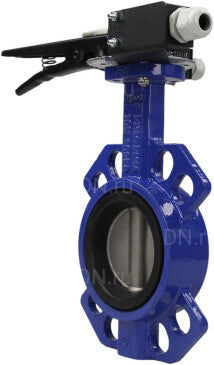 Water Butterfly Valve Elephant WCB-316L-VITON body material - Carbon steel WCB, disk material - Stainless steel aisi 316l, seal - Viton with handle, two limit switches LS-103 250V and a bracket for mounting limit switches