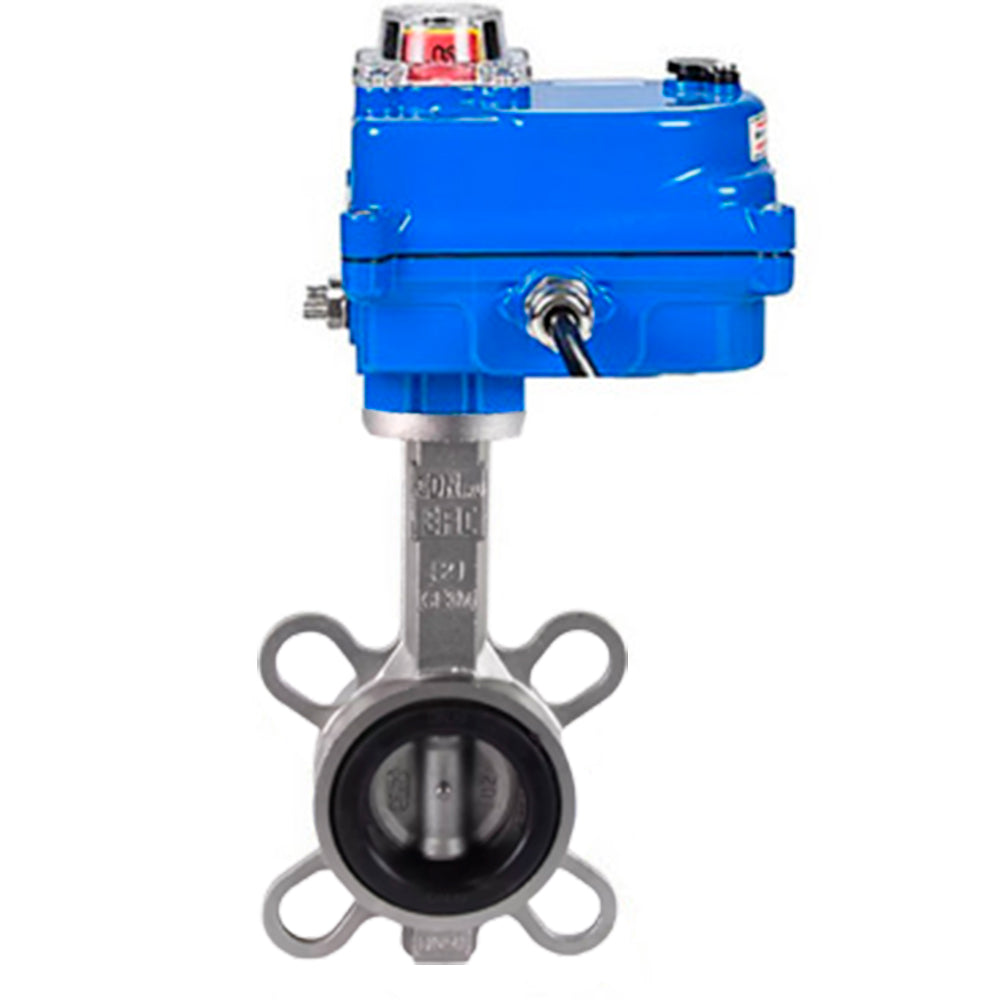 Water Butterfly Valve Elephant WBV3131V-2W-Fb-H, body material - Stainless steel AISI 304, disk material - Stainless steel AISI 304, seal - Viton, electric actuator QT-N-003EM-O1 blue 24V