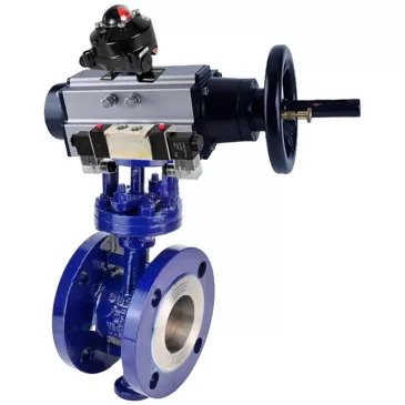 Water Butterfly Valve with triple eccentricity Elephant WBV3EX-3431M-1W-F-ISO, flanged, body - carbon steel WCB, seal - METAL, with pneumatic drive PA-DA-105-1, with pneumatic distributor 4V320-08 220V, BKV APL -210N