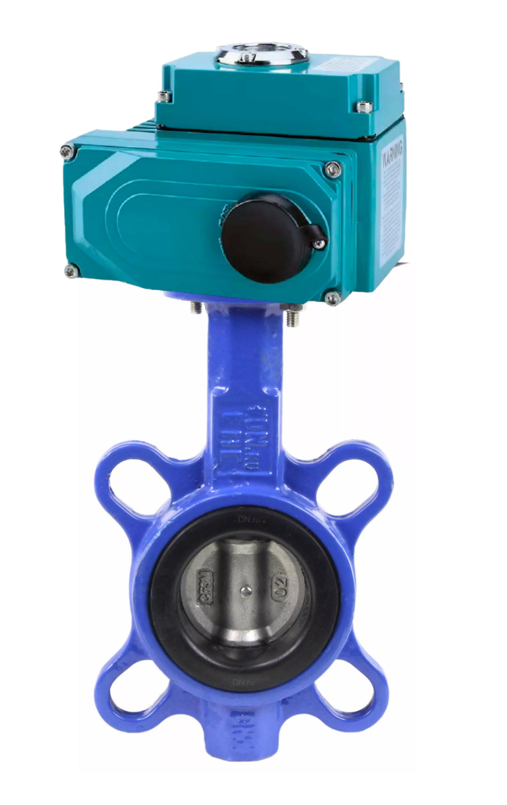 Water Butterfly Valve Elephant WBV3432E-2W-Fb-H, body material - Carbon steel, disk material - stainless steel AISI 316L, seal - EPDM, electric actuator QT-N-EM-O1-220VAC-U1 HARK