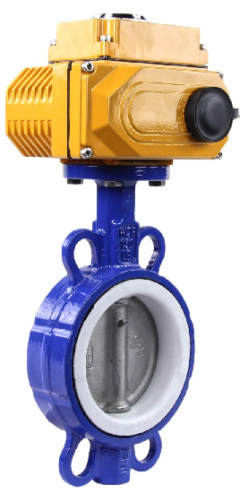 Water Butterfly Valve Elephant WBV3432P-2W-Fb-H, body material - Carbon steel, disk material - stainless steel AISI 316L, seal - PTFE, electric actuator QT-N-хEM-A1 220V