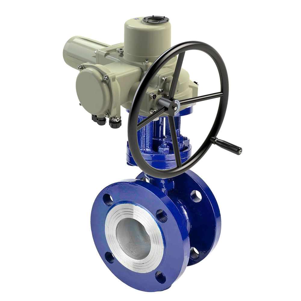 Water Butterfly Valve Elephant WBV3EX-3432M-1W-F-ISO, body material - Carbon steel, disk material - Stainless steel AISI 316, seal - Metal, electric actuator GZ-OF 380V