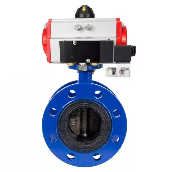 Water Butterfly Valve Elephant WBV1331E-2W-F-H, body material - Cast iron GGG40/EN-GJS-400-15, disk material - Stainless steel AISI 304, seal - EPDM, pneumatic actuator PA-DA double action, 4M310-08 220V