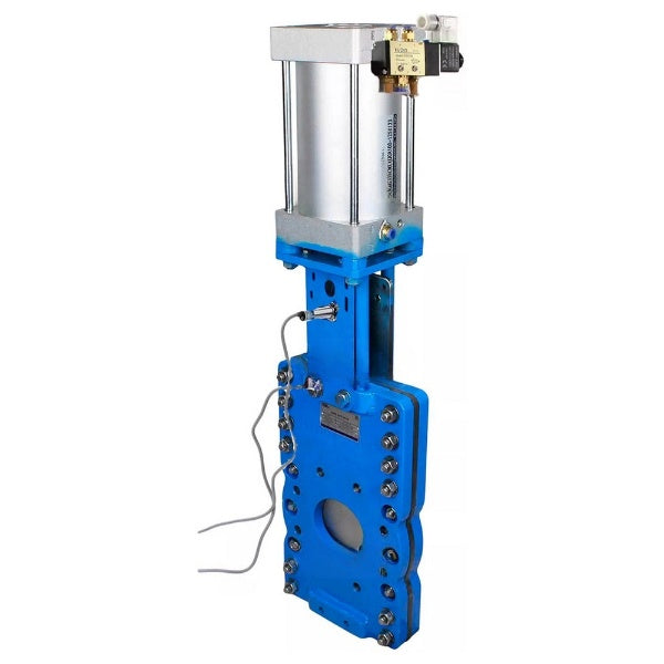 Gate valves Elephant GVKRT3431N-2W-Fb-2P interflanged, body - carbon steel WCB, gate - stainless steel 304, sealing - NBR, with pneumatic actuator, pneumatic valve 4V210-08 KUOIN 24V and induction sensors LJ12A3-4-J/EZ