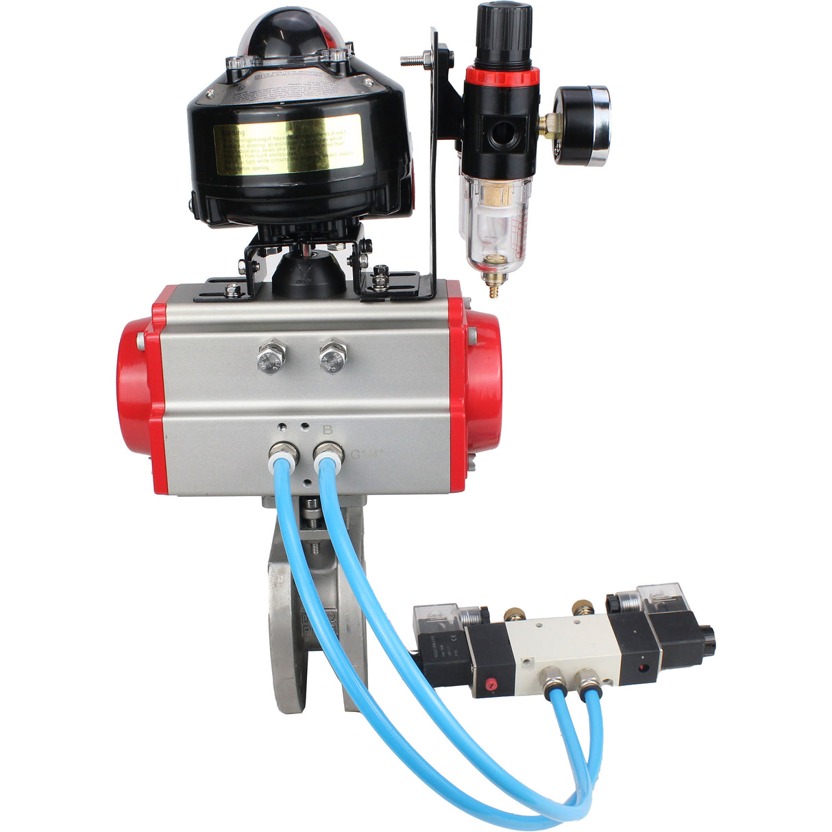 Ball valves Elephant BV3232P-FP-Fb-ISO-H 16 bar wafer, full bore, stainless steel body. steel SS316, seal - PTFE, with pneumatic actuator Elephant PA-SA 052-160 pneumatic distributor 4V320-10 BPV AFC2000 APL-510N-EX