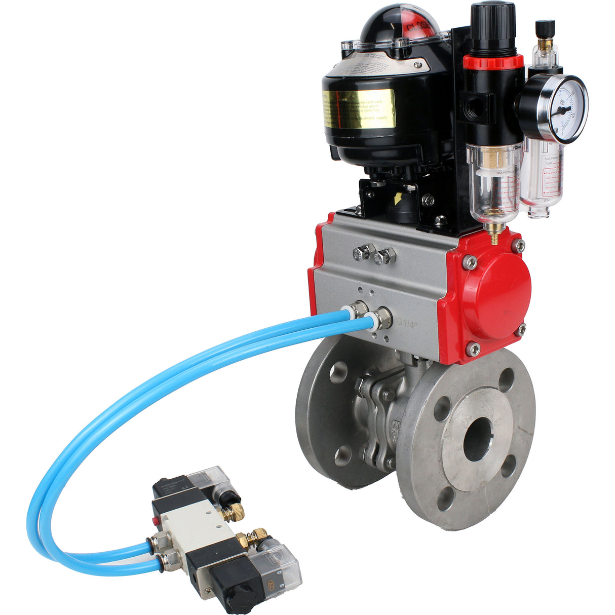 Ball valves Elephant BV3232P(2pc)-FP-F-ISO-H DN15-150 flanged, full bore, two-piece, stainless steel body. steel SS316, seal - PTFE, with pneumatic actuator Elephant PA-SA 052-210 pneumatic distributor 4V320-10 BPV AFC2000 APL-510N-EX