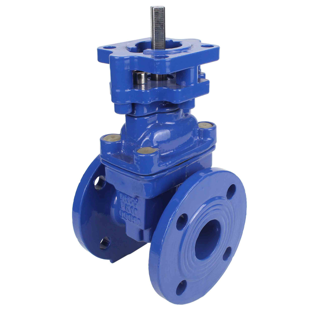 Wedge gate valve Elephant GVWN1414E-2W-F with OST flange, body material - cast iron GGG50, wedge material - cast iron + EPDM, seal - EPDM, stem only, color - blue