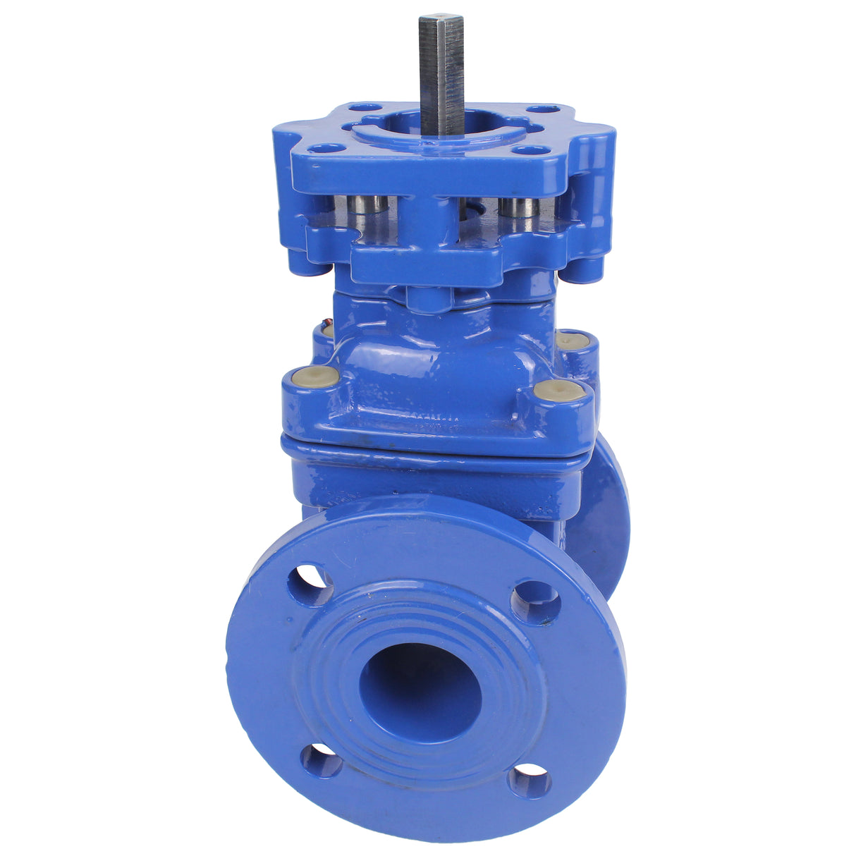 Wedge gate valve Elephant GVWN1414E-2W-F with OST flange, body material - cast iron GGG50, wedge material - cast iron + EPDM, seal - EPDM, stem only, color - blue