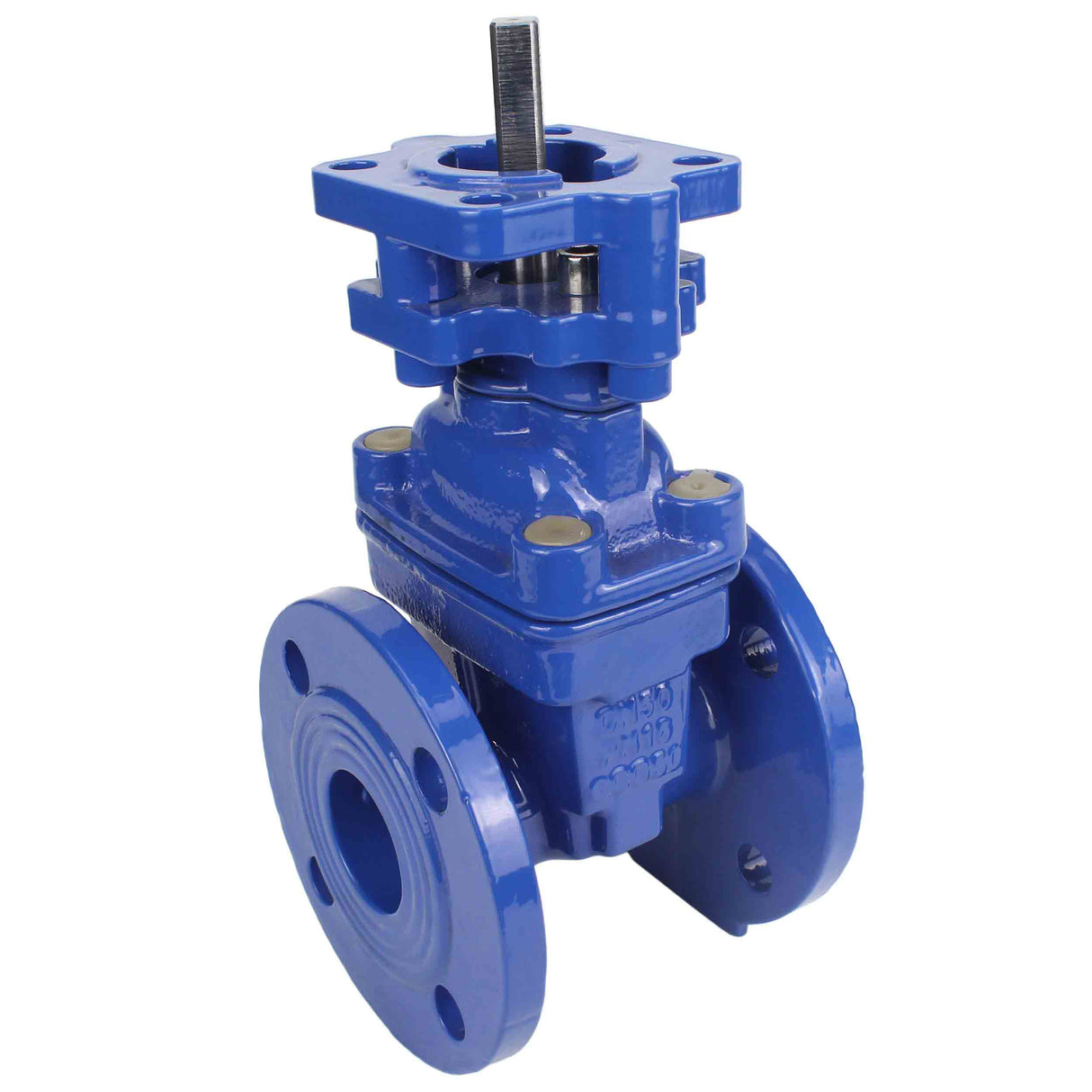 Wedge gate valve Elephant GVWN1414E-2W-F with OST flange, body material - cast iron GGG50, wedge material - cast iron + EPDM, seal - EPDM, stem only, color - blue