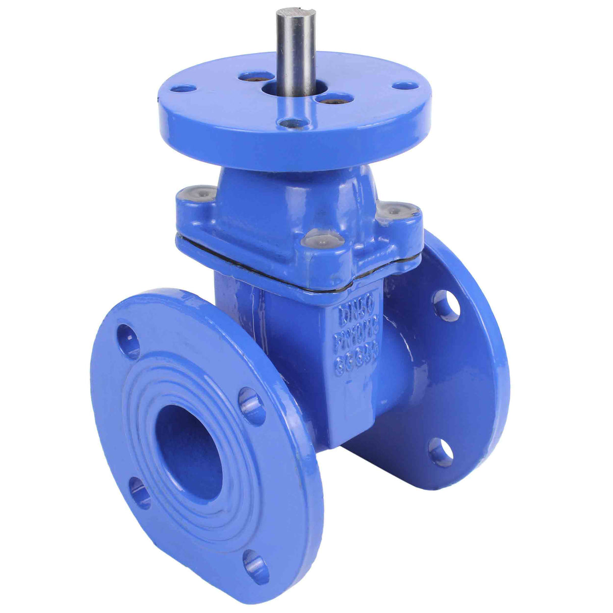 Wedge gate valve Elephant GVWN1414E-2W-F with ISO flange, body material - cast iron GGG50, wedge material - cast iron + EPDM, seal - EPDM, stem only, color - blue