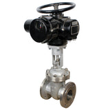 Wedge gate valves Elephant GVWR2434M-2W-F flanged, body - stainless steel 12X18H9TL, seal - metal, with OST flanges round stem with OST flanges round stem control - electric drive Elephant MT-N-EM-O2-380 -U1