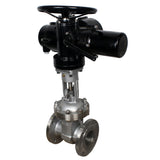 Wedge gate valves Elephant GVWR2434M-2W-F flanged, body - stainless steel 12X18H9TL, seal - metal, with OST flanges round stem with OST flanges round stem control - electric drive Elephant MT-N-EM-O2-380 -U1