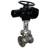 Wedge gate valves Elephant GVWR2434M-2W-F flanged, body - stainless steel 12X18H9TL, seal - metal, with OST flanges round stem with OST flanges round stem control - electric drive Elephant MT-N-EM-O2-380 -U1