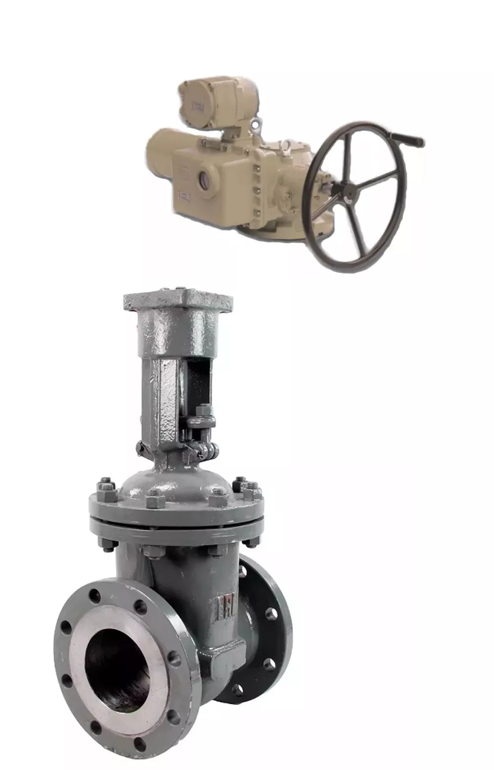 Wedge gate valves 30s964nzh Elephant GVWR3434M-2W-F-OST flanged GAIR, body - carbon steel WCB, seal - metal, with OST flange and round stem, control - electric drive GZ-VV.600/24 ​​380 V