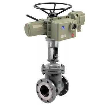 Wedge gate valves 30нж941нж Elephant GAIR GVWR2424M-2W-F-OST flanged, body - steel 12X18Н9TЛ, wedge material - steel 12X18Н9TЛ, seal - metal, with OST flange, round stem, with explosion-proof electric actuator GZ-V 380V