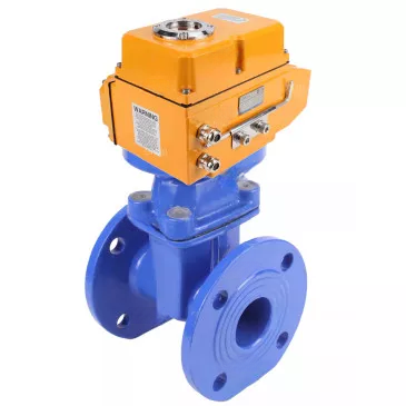 Wedge valves Elephant GVWN1414E-2W-F flanged wedge gate valves, wedge - rubber-coated, spindle - non-rising, body - cast iron, seal - EPDM, with ISO flange with multi-turn electric drive MT-N-Z-O1-220VAC-U1