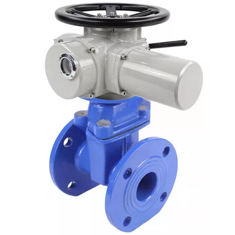 Wedge valves Elephant GVWN1414E-2W-F flanged wedge valves, wedge - rubber-coated, spindle - non-rising, body - cast iron, seal - EPDM, with ISO flange with multi-turn electric drive MT-N-EM-02-380VAC-U1