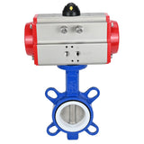 Water Butterfly Valve Elephant st-316l-ptfe-elephant-sa, body material - carbon steel WCB, disk material - stainless steel AISI 316L, seal - PTFE, pneumatic actuator operated