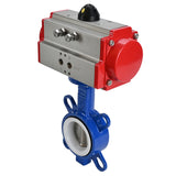 Water Butterfly Valve Elephant st-316l-ptfe-elephant-sa, body material - carbon steel WCB, disk material - stainless steel AISI 316L, seal - PTFE, pneumatic actuator operated