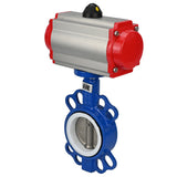 Water Butterfly Valve Elephant st-316l-ptfe-sa-4m310-110/220, body material - carbon steel WCB, disk material - stainless steel AISI 316L, seal - PTFE, pneumatic actuator operated