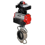 Water butterfly valve Elephant 316L-316L-EPDM body material - stainless steel aisi 316l, disk material - stainless steel AISI 316L, seal - EPDM with pneumatic actuator with return springs Elephant SA and pneumatic distributor 4M310-08 220V and limit