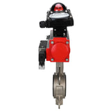 Water butterfly valve Elephant 316L-316L-EPDM body material - stainless steel aisi 316l, disk material - stainless steel AISI 316L, seal - EPDM with pneumatic actuator with return springs Elephant SA and pneumatic distributor 4M310-08 220V and limit