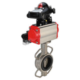 Water butterfly valve Elephant 316L-316L-EPDM body material - stainless steel aisi 316l, disk material - stainless steel AISI 316L, seal - EPDM with double-acting pneumatic actuator Elephant DA and pneumatic distributor 4M310-08 220V and limit switch