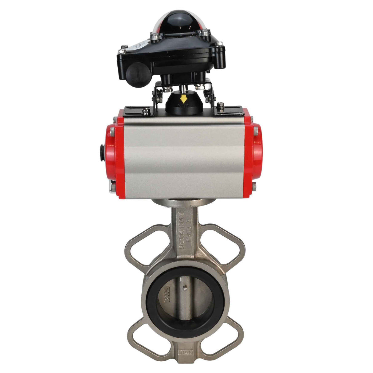 Water butterfly valve Elephant 316L-316L-EPDM body material - stainless steel aisi 316l, disk material - stainless steel AISI 316L, seal - EPDM with double-acting pneumatic actuator Elephant DA and pneumatic distributor 4M310-08 220V and limit switch