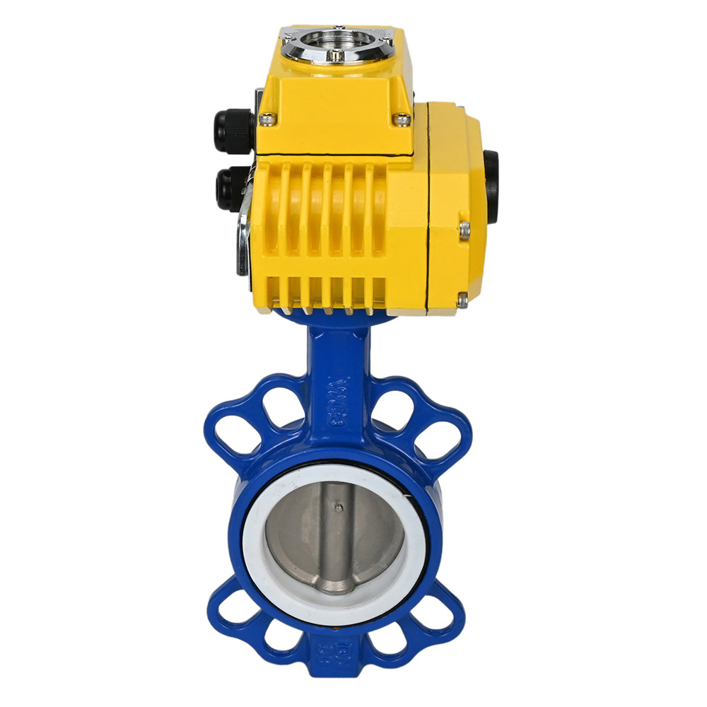 Water Butterfly Valve Elephant WCB-316L-PTFE-ELEPHANT-380, body material - carbon steel WCB, disk material - stainless steel AISI 316L, seal - PTFE, electric actuator operated