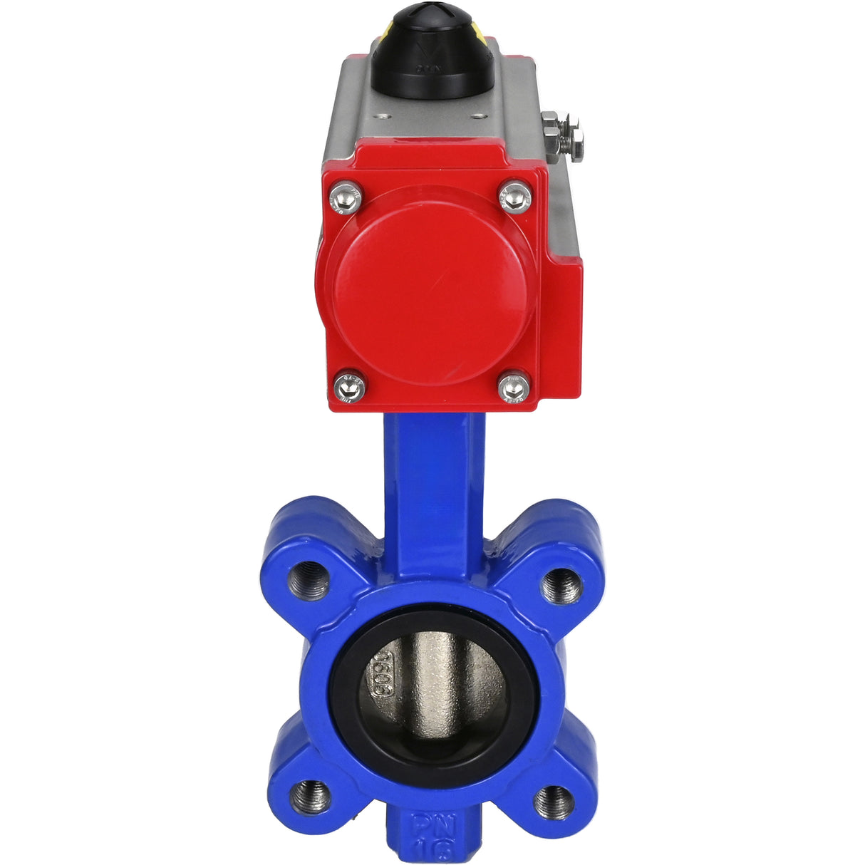 Water Butterfly Valve Elephant WBV1616E-2W-Fb-H, body material - cast iron QT450, disk material - cast iron QT450, seal - EPDM, with pneumatic actuator double action PA-DA