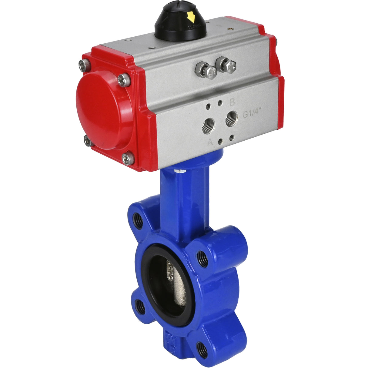 Water Butterfly Valve Elephant WBV1616E-2W-Fb-H, body material - cast iron QT450, disk material - cast iron QT450, seal - EPDM, with pneumatic actuator double action PA-DA