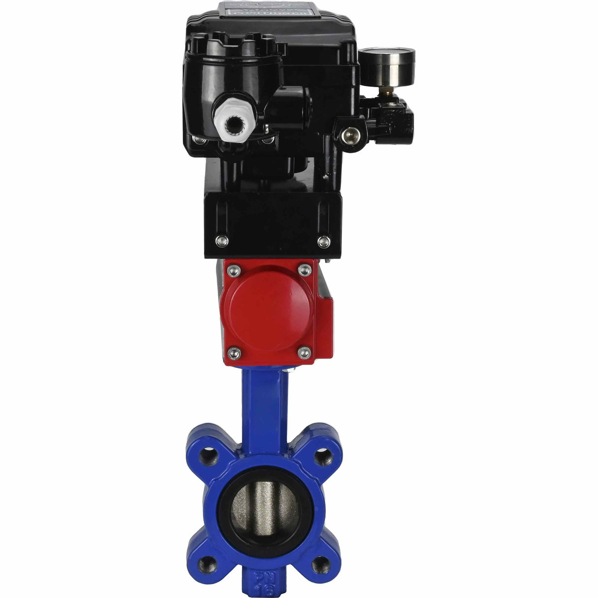 Water Butterfly Valve Elephant WBV1631N-2W-Fb-H, body material - cast iron QT450, disk material - Stainless steel AISI 304, seal - NBR, pneumatic actuator PA-SA with return springs, positioner YT-1000RSN without feedback