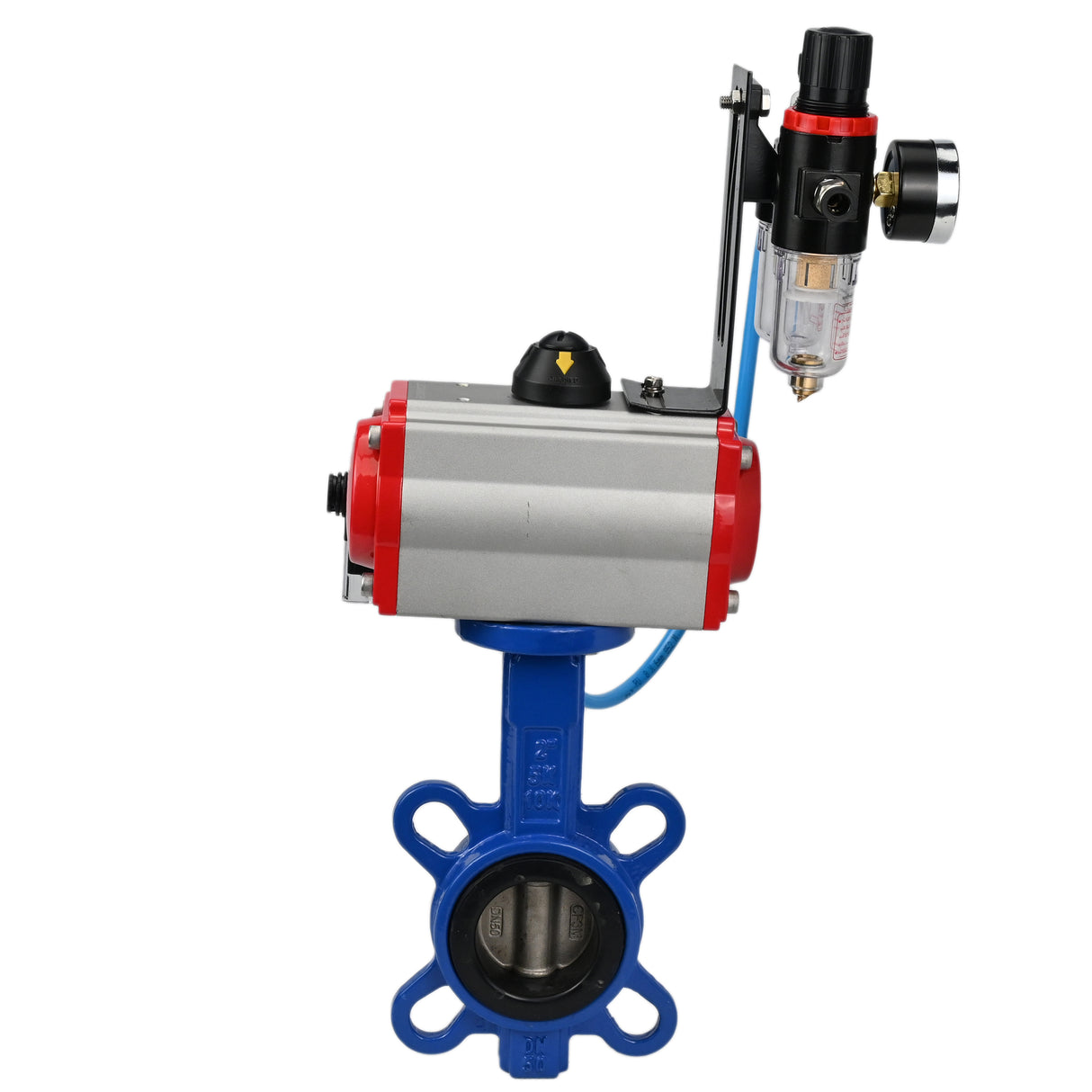 Water Butterfly Valve Elephant WBV1413E-2W-Fb-H, body material - cast iron GGG50, disk material - cast iron GGG40, seal - EPDM, with pneumatic actuator with return springs PA-SA, 4V320-10 220V, BPV AFC2000