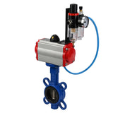 Water Butterfly Valve Elephant WBV1413E-2W-Fb-H, body material - cast iron GGG50, disk material - cast iron GGG40, seal - EPDM, with pneumatic actuator with return springs PA-SA, 4V320-10 220V, BPV AFC2000